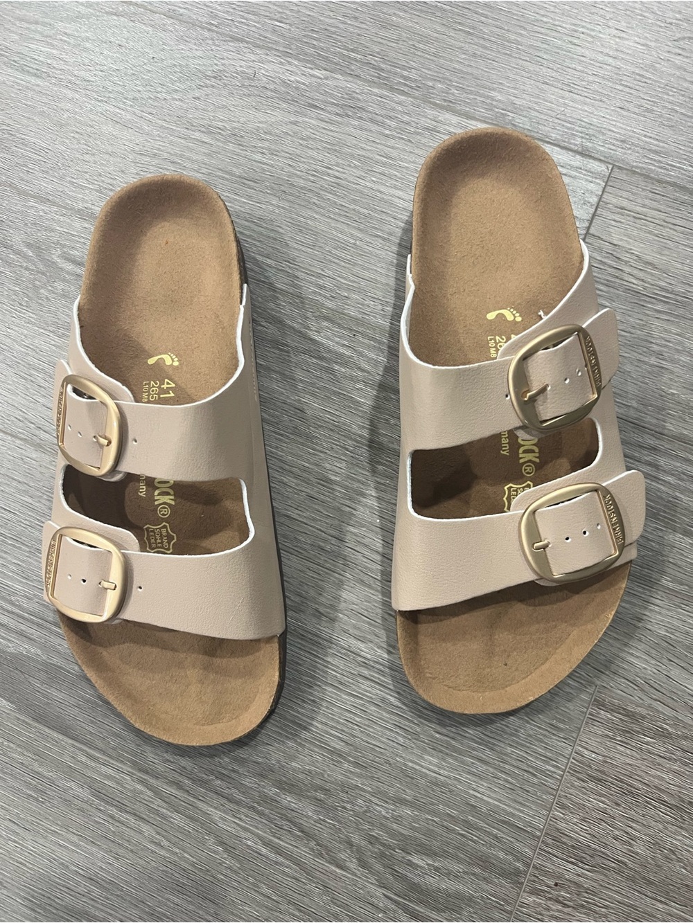 Beige Double-Buckle Slide Sandals 9.5 size 41 26.5cm